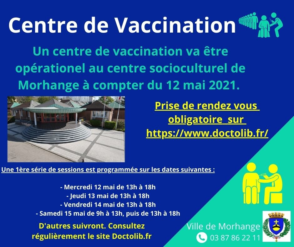 Centre de vaccination à partir du 12 mai 2021